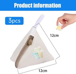 3 stuks - Waszak - Mini waszakjes - Mini Mesh Waszakken - Tas Wasnetten - Reiswaszak - Waszak Wasmachine - BH-waszakje - met rits - herbruikbare - huishoudelijke artikelen - voor bh's, ondergoed, sokken en kleine accessoires - 12*12 cm - beige — thumbnail 5