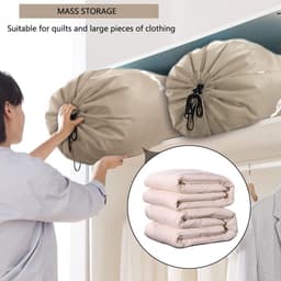 Set van 2 Grote Waszakken met Trekkoord, 120 Liter - Vouwbare Opbergzak voor Kleding, Dekens en Kussens, Duurzame Stoffen Opbergoplossing voor Thuis en Studentenhuis 61 x 92 cm (Khaki) — thumbnail 4