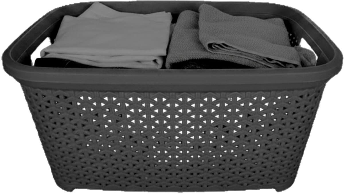 Storage Solutions wasmand - 35 liter - donkergrijs - 54 x 37 x 26 cm - Kunststof - Draagmand — afbeelding 1