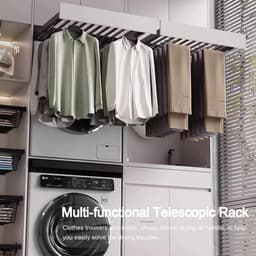 Uittrekbaar Droogrek - Kast Organizer - Ruimte Besparen - Verstelbare Lengte - 44-54 cm Diep - Aluminium — thumbnail 4