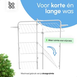 Droogtoren 42m - Droogrek inklapbaar 4 lagen met wielen - Wit - Bodo — thumbnail 4