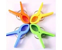 4x grote knijpers - XL wasknijpers - 15 cm - Strandhanddoek knijpers - Kunststof knijpers - Handdoek klemmen - Strand accessoires - Towel clips - Beach towel clips - Extra sterke knijpers - Jonyx