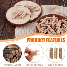 Dailygoods- Mini Wasknijpers 80 Stuks - Duurzaam Hout - Knutselwerk - Fotohouder - Decoraties - Milieuvriendelijk - Klemmen — thumbnail 5