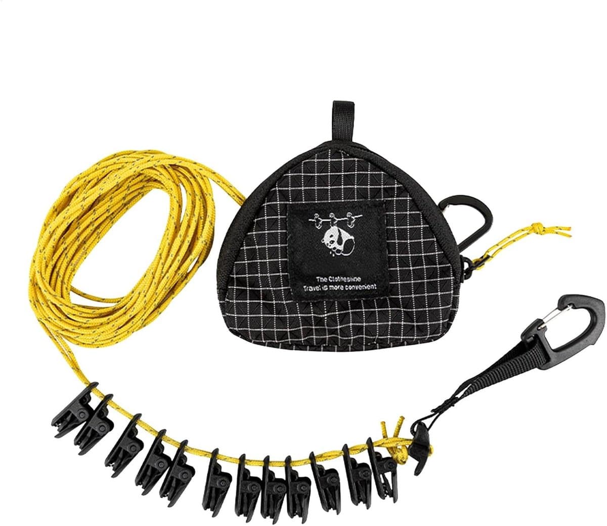 Draagbare Kledinglijn - Waslijn Reis - Outdoor Drogen - Winddicht Met Clips - Tot 7 Meter - Zwart — afbeelding 1
