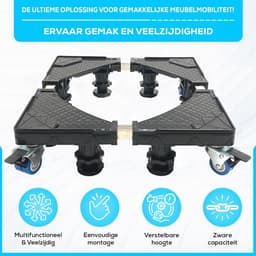 Dailygoods- Wasmachine Verhoger XL 500KG Capaciteit - Verstelbare Meubelroller - Multifunctioneel - Wasmachinebasis - 8 Poten/4 Wielen - Maximale Stabiliteit — thumbnail 4