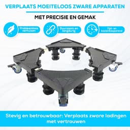 Dailygoods- Wasmachine Verhoger XL 500KG Capaciteit - Verstelbare Meubelroller - Multifunctioneel - Wasmachinebasis - 8 Poten/4 Wielen - Maximale Stabiliteit — thumbnail 2