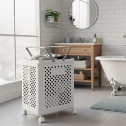 Dailygoods- Wasmand Opvouwbaar - Wasmand met Wielen - Kunststof - Ventilerend - Stevig - Sneldrogend - Wasbox — thumbnail 3