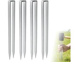 Dailygoods- Grondankers U-vormig 4 stuks - Roestvrij Staal - Robuuste Bevestiging - Voor Rozenbogen - Tuin en Outdoor Structuren - Corrosiebestendig - Tuinankers