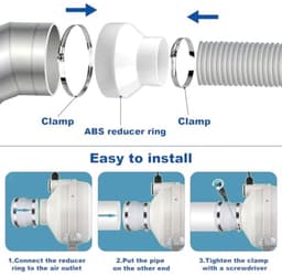 PromoHome Afvoerslangadapter 150 mm ABS Verloopstuk voor Ventilatie - Reduceerstuk Ronde Buizen — thumbnail 4