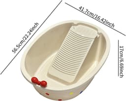 Wasbord Wastafel - Handwasbak - Kleine Kleding Wassen - Ingebouwd Schrob-oppervlak - 56.5 cm Lengte - Neutrale Kleur — thumbnail 5