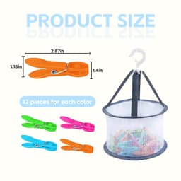 Dailygoods- Wasknijpers 48 Stuks - Opbergmand - Antislip - Multifunctioneel - Roestvrijstalen Veer - Handdoekklemmen - Wasclips — thumbnail 4
