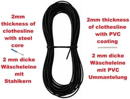 Dailygoods- Waslijn Uittrekbaar 2000 cm - Waslijn Camping - Waslijn Buiten - Waslijndraad met Stalen Kern - Weerbestendig - Antislip oppervlak - Ophanglijn — thumbnail 4