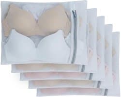 Wasnetjes met ritssluiting - Wit - Set van 5 - Mesh waszakken voor delicate kleding - Voor sokken, beha's en ondergoed