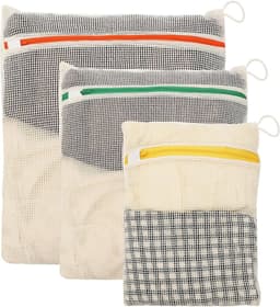 Wasnetjes met ritssluiting - Set van 3 - 30x20/40x30/50x40 cm - Katoenen waszakken voor wasmachine en reizen — thumbnail 1