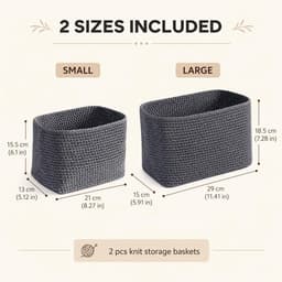 Set van 2 opbergmanden voor badkamer, haakmand, decoratieve opbergmand, kleine opbergmanden, kleine opbergmanden voor slaapkamer, keuken, kast, speelgoed, make-up — thumbnail 4