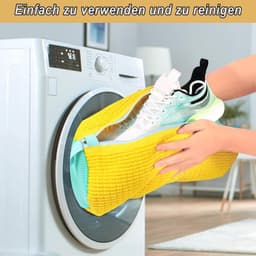 Waszakken, wasmachine, waszak, wasnet, waszak voor schoenen, schoenenzak wasmachine met 360 graden reinigingsdons en ritssluiting, herbruikbaar, geel — thumbnail 2