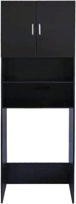 Wasmachine Kast - Droger Ombouw - Ruimte Besparen - Met Deuren - 190 cm Hoog - Zwart — thumbnail 1