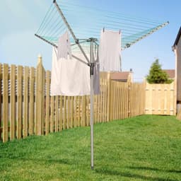 Droogmolen met 4 armen - Wasrek buiten - Kleding drogen - 50 meter waslijn - 213 cm hoogte - Zilver — thumbnail 1