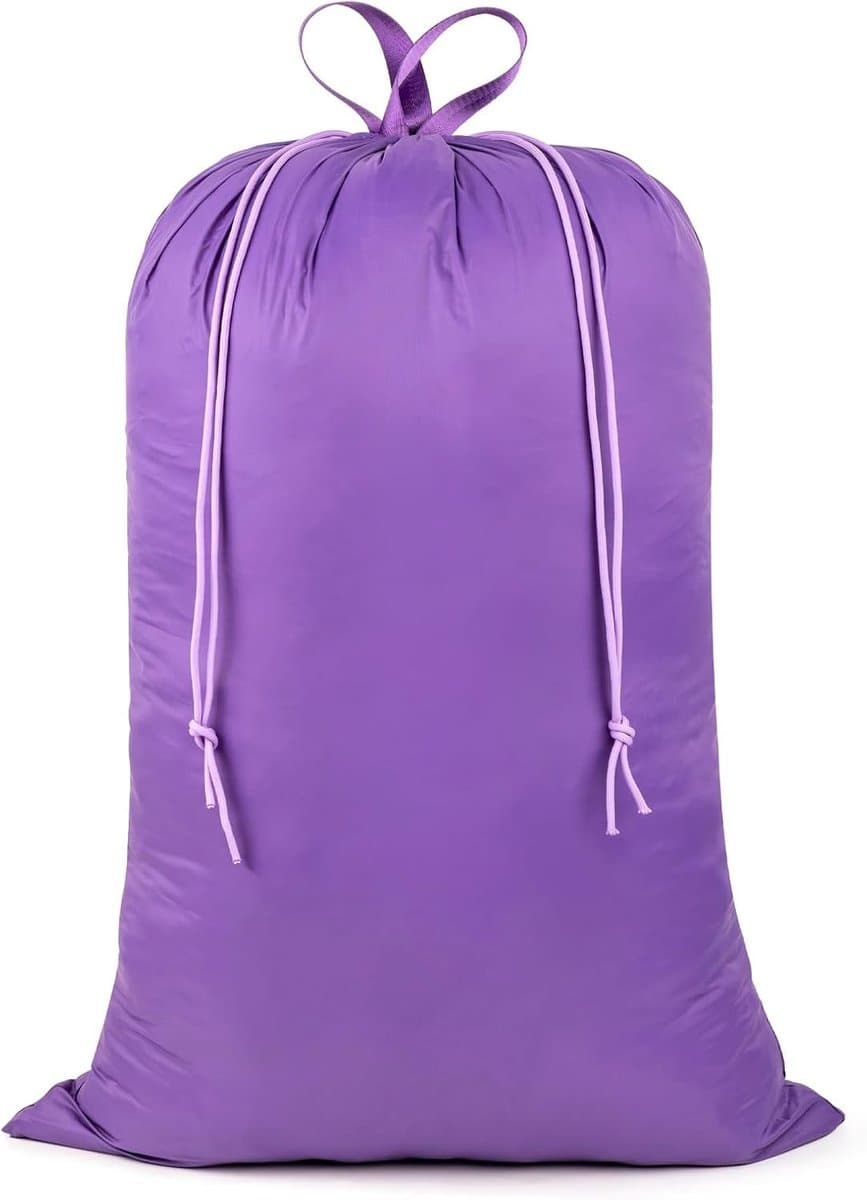 Grote waszak met handvatten, stevige reistas voor vuile was, 24" x 35", trekkoordsluiting, opbergzak voor kleding, ideaal voor thuis, hotel en studentenhuis, paars — afbeelding 1