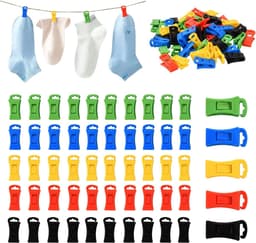 50 stuks kleurrijke sokkenklemmen voor wasmachine en droger, antislip — thumbnail 1