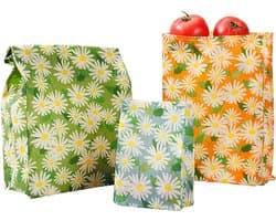 Set van 3 Staande Bijenwaszakken (S M L), Herbruikbaar Katoen voor Voedselopslag, Praktisch voor Keuken en Dagelijks Gebruik, Eenvoudige Opslag en Organisatie, Duurzaam en Milieuvriendelijk