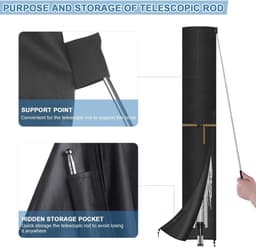 Beschermhoes voor Tuindroger met Rotatable Telescopische Stang, Waterdicht en UV-Bescherming, 170 x 32 cm — thumbnail 3