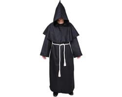 Halloween Kostuum Heren, Carnavalskostuum Mannen Carnaval Kostuum | Middeleeuwse Mantel met Capuchon Carnaval Kostuum Kleding Middeleeuwse Kleding voor Heren Volwassenen (Zwart, L)