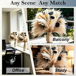 Gedroogde bloemenboeket – natuurlijke gedroogde pampas & gedroogde konijnenstaart – Boheemse decoratie voor slaapkamer, bruiloft, verjaardagstafel — thumbnail 3