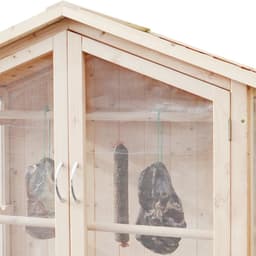 SnelShoppen - Droogkast voor Ham, Gedroogde Vruchten en Kruiden - Natuurlijke Hout - 86x50x165 cm - 8 Ronde Stangen - Insectenbestendig - Hoogteverste — thumbnail 5
