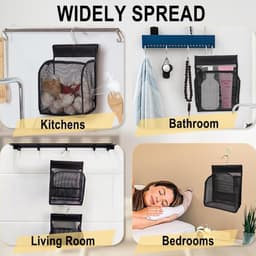 Opbergtas voor Wasknijpers - Zwart - 24 x 20 x 24 cm - Ademend Mesh met Haken - Voor Kleding en Ondergoed — thumbnail 2