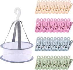 SnelShoppen - 40 Stuks Plastic Kledingknijpers met Mand - Windbestendig, Vuilafstotend, Stevige Grip, Geschikt voor Gevoelige Kleding, Diverse Kleuren — thumbnail 1