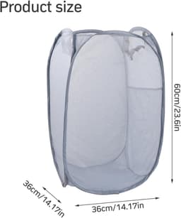 SnelShoppen - Vouwbare Wasmand, Pop Up Wasmand met Handvatten, Grote Vouwbare Wasmand, Opbergmand voor Vuile Kleding, Teddy Organiser Bins voor Slaapk — thumbnail 1