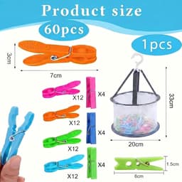 Wasknijpers 60 stuks - winddicht - afdrukvrij plastic - ideaal voor waslijnen - ShopVlot — thumbnail 4
