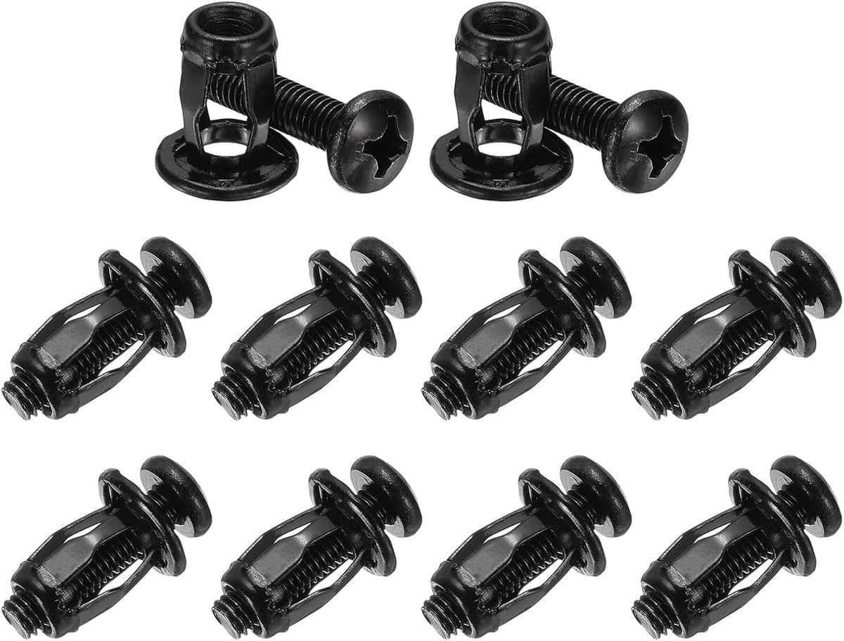 METERXITY 10-pack M6 x 20 holle deurankerset, bloemblaadjesmoeren uitbreidingsschroef krikmoer voor holle wand/aluminium bekleding/stalen buizen/ijzeren platen/kunststof panelen [zwart] — afbeelding 1