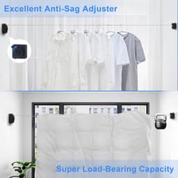 Uitschuifbare Waslijn - Intrekbare Kledinglijn - Kleding Drogen - Anti-Doorzak Ontwerp - 48 Meter - Zwart — thumbnail 2