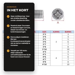 Madenschroeven M2 x 10 mm - Roestvrij Staal - 100 Stuks - Bevestigingselementen - Kruiskopschroeven - Hoogwaardige Kwaliteit - Schroefdraadpennen — thumbnail 2