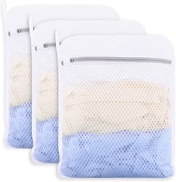 3 Stuks Duurzame Honingraat Mesh Waszakken voor Delicate Goederen met Rits, Herbruikbare Waszakken voor Kleding, Sokken en Ondergoed (30x40cm) — thumbnail 1