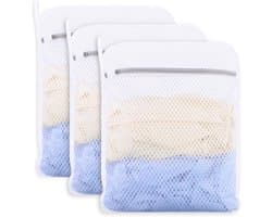 3 Stuks Duurzame Honingraat Mesh Waszakken voor Delicate Goederen met Rits, Herbruikbare Waszakken voor Kleding, Sokken en Ondergoed (30x40cm)