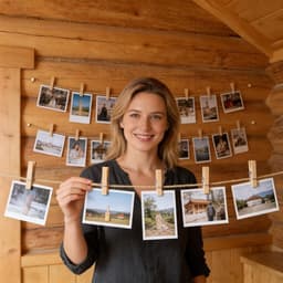 Houten knijpers, duimspijkers en jute touw voor het ophangen van foto's en decoraties, ideaal voor kaarten en creatief gebruik — thumbnail 4