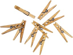Wasknijpers - Kledinghangers - Kleding ophangen - Roestvrijstalen veer - 10 stuks - Natuurlijk — thumbnail 5