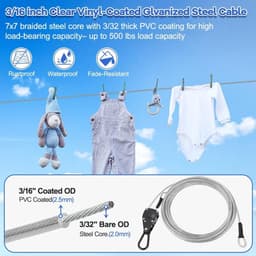 Waslijn Kit - Draagbare Lijn - Kleding Drogen - Zelfborgende Katrol - 30ft Lengte - Zilver — thumbnail 4