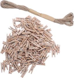 Houten knijpers - Kleine clips - Foto's ophangen - Natuurlijke uitstraling - 200 stuks - Houtkleur — thumbnail 1