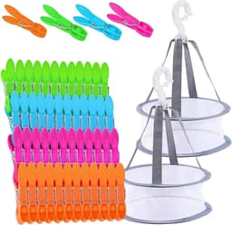 48 Stuks Wasknijpers met Mand voor Buitendrogen, Winddicht en Duurzaam Plastic voor Luchtdichte Tassen — thumbnail 1