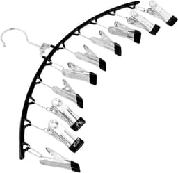 Pack van 5 sokken droogrek met roestvrijstalen hangers en 10 antislip clips - Ruimtebesparend voor sokken, ondergoed, hoeden en sjaals — thumbnail 2
