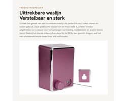 Dailygoods- Waslijn uittrekbaar tot 4,2 m - Roestvrij Staal - Geschikt voor Binnen/Buiten - Maximaal 20 kg - Verstelbaar - Eenvoudig op te bergen - Droogrek