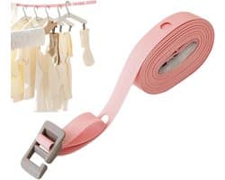 Buitenwaslijn - Kampeerwaslijn - Was Drogen - 34 Haakgaatjes - 3.5 Meter - Roze