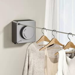 Intrekbare waslijnen - Kleding droogtouw - Buiten drogen - Roestbestendig staal - 48 meter - Grijs — thumbnail 2