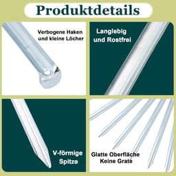 SnelShoppen - Pack van 12 Tentstaken, Grondankers 30 cm, V-profiel, Robuuste Metalen Grondspikes voor Camping, Tuin, Vissen en Avontuur — thumbnail 5