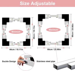 SnelShoppen - Universele Stacking Kit voor Wasmachine en Droger, Verstelbare Montageframe Set voor 46-66 cm, Duurzaam Kunststof en RVS, Inclusief Ratc — thumbnail 5