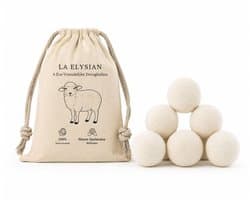La Elysian Drogerballen - 6 Wasdrogerballen - 100% Schapenwol - Droogballen met Opbergzak